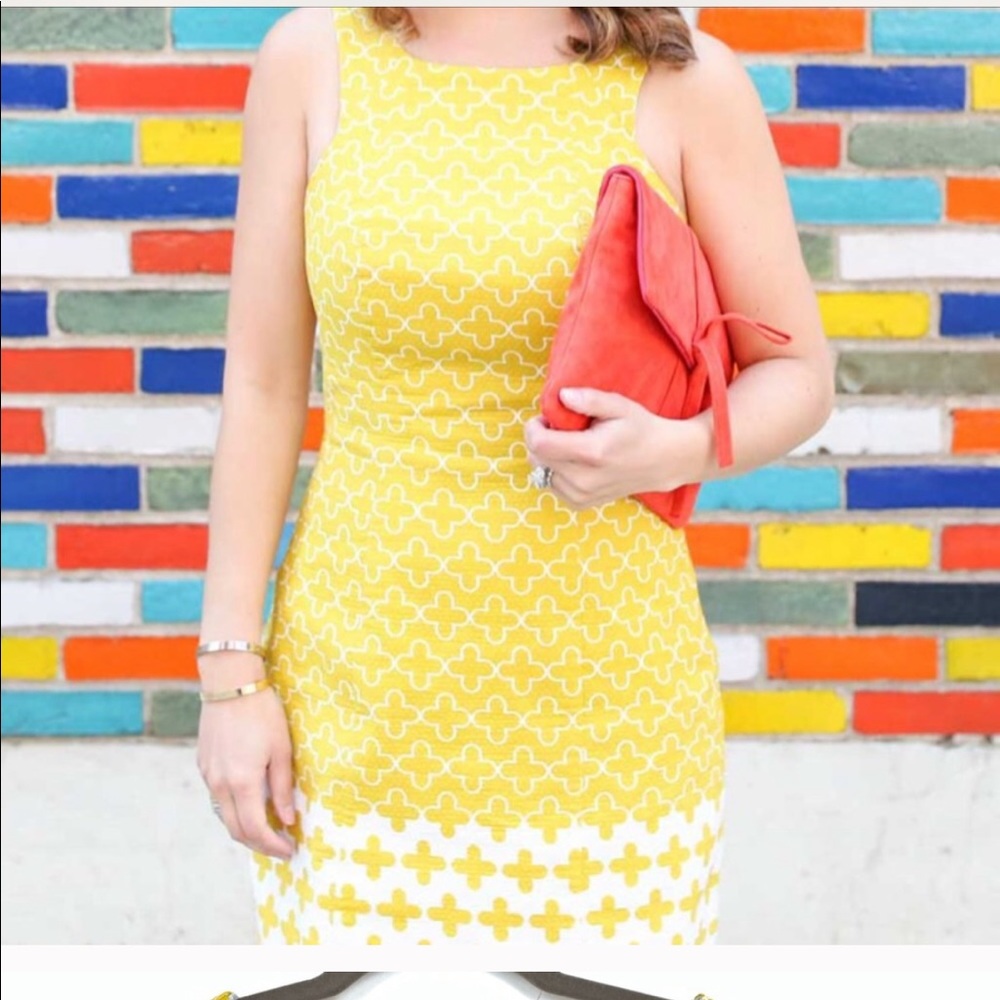 Boden women’s sleeveless yellow shift dress 14L